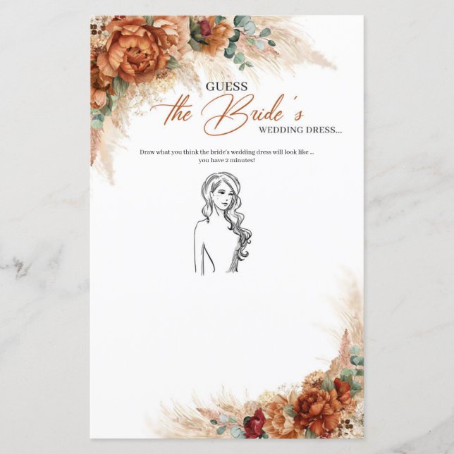 Terracotta copper floral Guess The Bride’s Dress (Front)