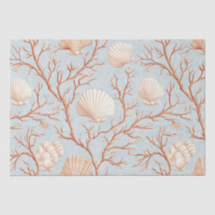 Terracotta Coral Seashell Powder Blue Ocean Tissue Paper