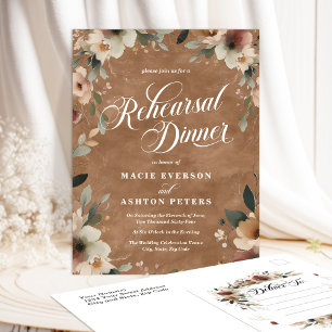 Terracotta Cottagecore Floral Rehearsal Dinner Invitation Postcard