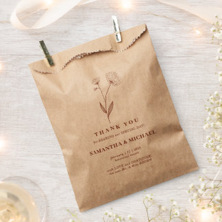 Terracotta Cotton Simple Flower Elegant Wedding Favour Bags