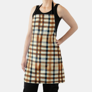 Terracotta Cream & Black Buffalo Plaid Tartan Apron