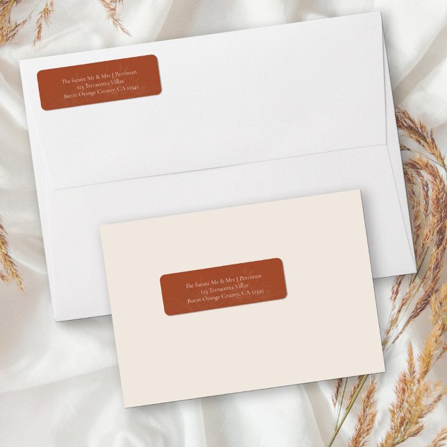 Terracotta Cream Botanical Return Address (Terracotta Return Address Lables for outbound mailing or your RSVP envelopes)