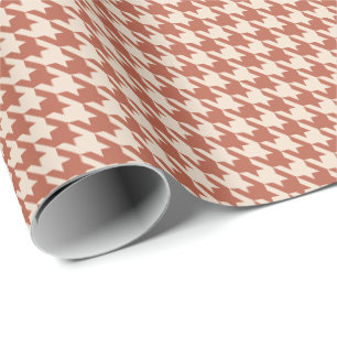 Terracotta & Cream Houndstooth Pattern Warm Wrapping Paper