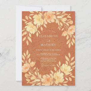 Terracotta Cream Leaf Wedding Invitation