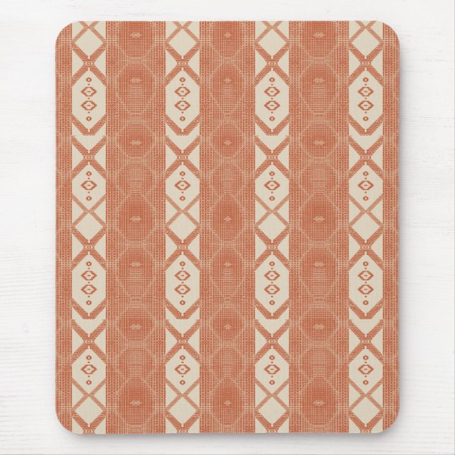 Terracotta Cream Modern Minimalist Stripe Boho Mouse Pad (Front)