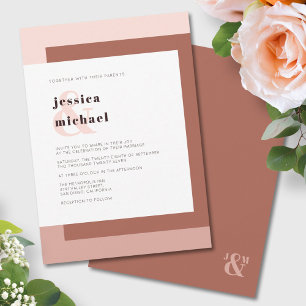 Terracotta Cream Modern Monogram Geometric Wedding Invitation
