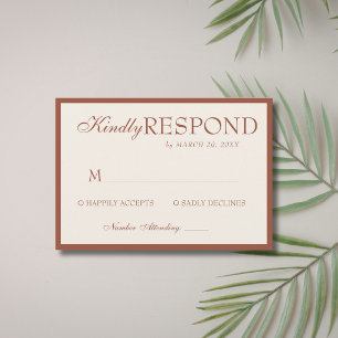Terracotta Cream Old Money Classic Luxe Wedding RSVP Card