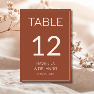 Terracotta Cream Old Money Formal Wedding Table Number