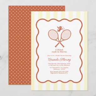 Terracotta & Cream Preppy Tennis Bridal Shower Invitation