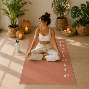Terracotta cream wellness minimalist personalised yoga mat