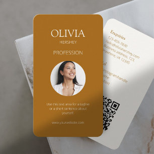 Terracotta & Creamy Ivory Photo Social QR Code Business Card