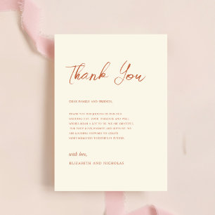 Terracotta creme rustic boho fall wedding  thank you card