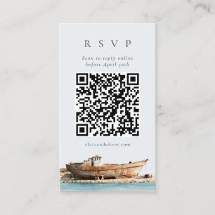 Terracotta Croatian Coast Boat QR Code RSVP Card 