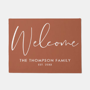 Terracotta Custom Family Name Welcome Doormat