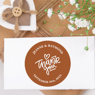 Terracotta Custom Thank You Wedding Favour Classic Round Sticker