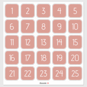 Terracotta Customizable Square Number Stickers 