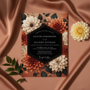 Terracotta Dahlia Autumn Romance Wedding Invitation