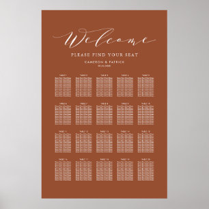 Terracotta Dainty Script Wedding Seating Chart
