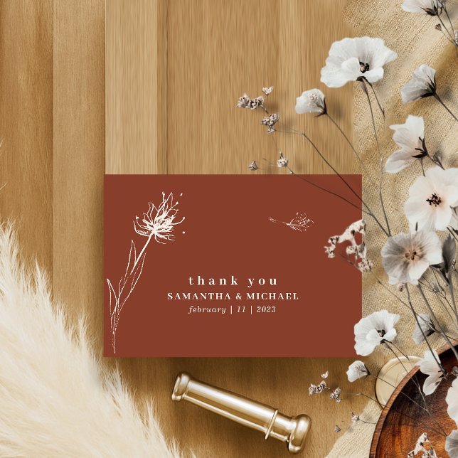 Terracotta Dandelion thank you wedding Invitation (Creator Uploaded)