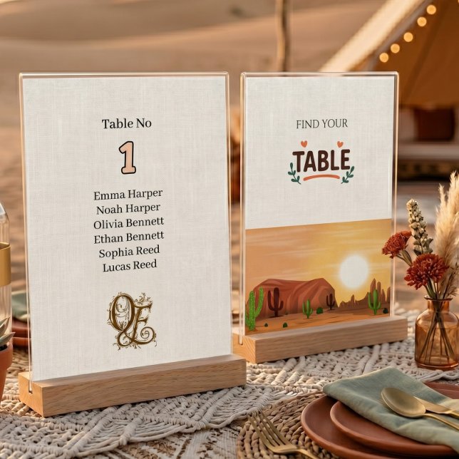 Terracotta Desert Boho Viral Stylo classic wedding Table Number (Creator Uploaded)