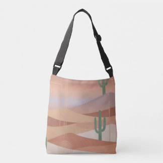 Terracotta Desert Sunset Boho Geometric Cacti Tote
