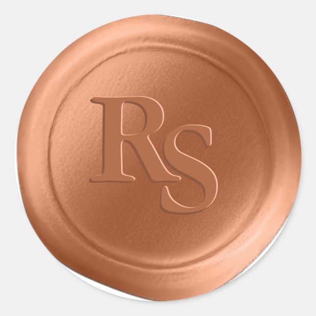 Terracotta Double Monogram Faux Wax Seal Stickers (Front)