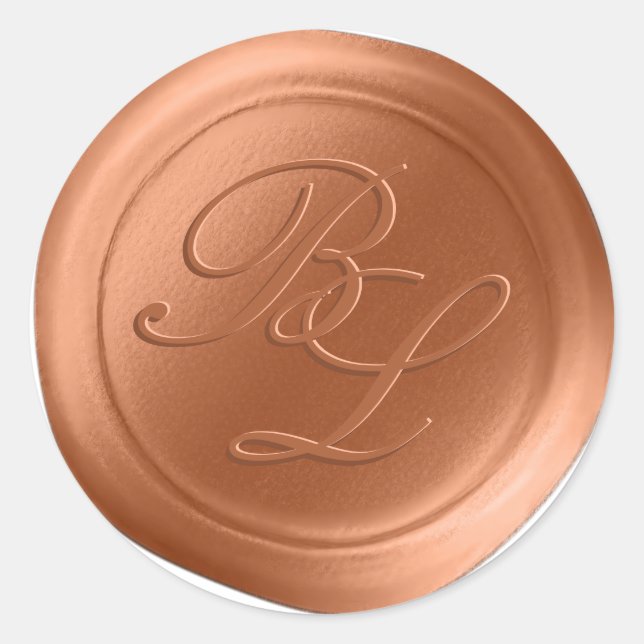 Terracotta Double Monogram Faux Wax Seal Stickers (Front)