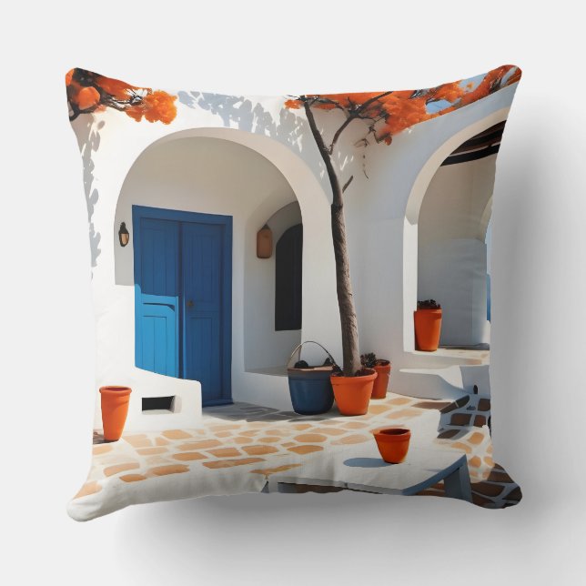 Terracotta Dreams in Greece Cushion (Back)