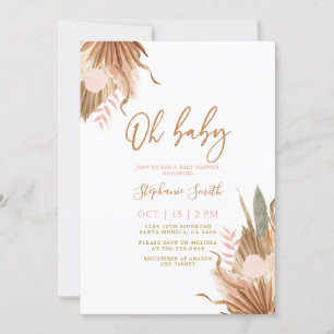 Terracotta dried palms Baby Shower Invitation