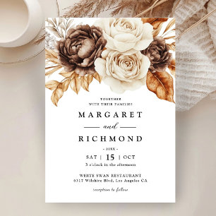 Terracotta Dusty & Brown Watercolor Floral Wedding Invitation