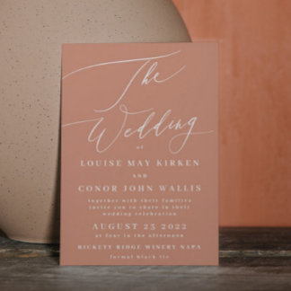 Terracotta Dusty Orange Elegant Boho All in One Invitation