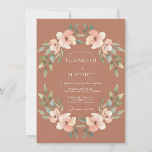Terracotta Dusty Peach Autumn Wedding Invitation