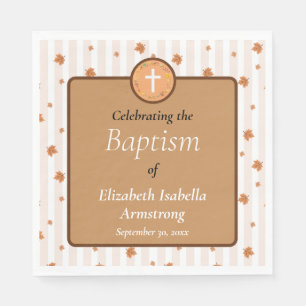 Terracotta Earth Tone Autumnal Wreath Fall Baptism Napkin