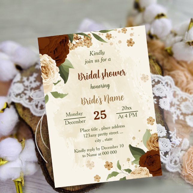 terracotta earth tone floral bridal shower invitation (Creator Uploaded)