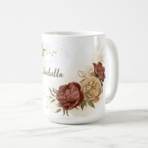 terracotta earth tone floral greenery coffee mug