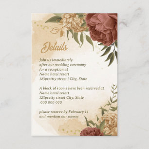 terracotta earth tone floral greenery wedding enclosure card