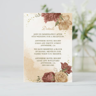 terracotta earth tone floral greenery wedding enclosure card