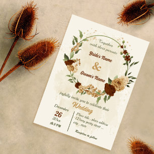 terracotta earth tone floral greenery wedding invitation
