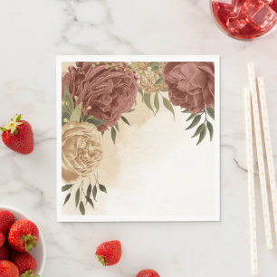 terracotta earth tone floral greenery wedding napkin