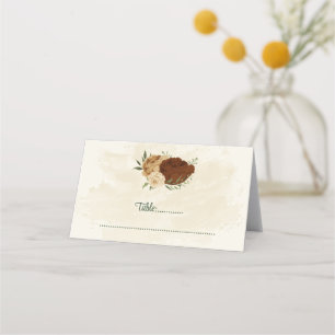 terracotta earth tone floral greenery wedding place card