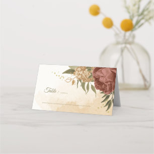 terracotta earth tone floral greenery wedding  place card