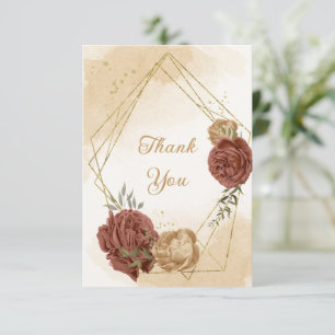 terracotta earth tone floral greenery wedding thank you card