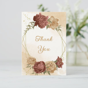 terracotta earth tone floral greenery wedding thank you card