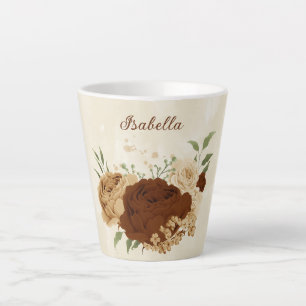 terracotta earth tone floral  latte mug
