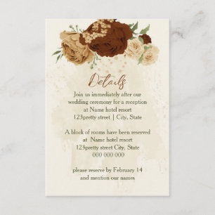 terracotta earth tone floral wedding details enclosure card