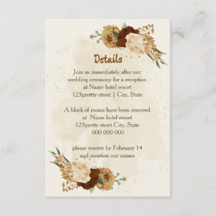 terracotta earth tone floral wedding details enclosure card