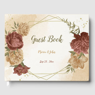 terracotta earth tone floral wedding guest book
