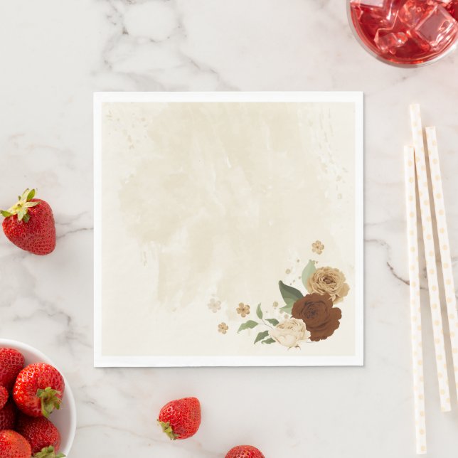 terracotta earth tone floral wedding napkin (Insitu)