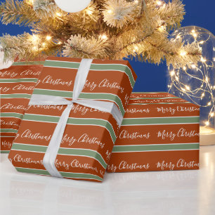 Terracotta Earth Tones Merry Christmas Wrap Wrapp Wrapping Paper