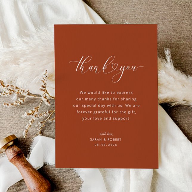 terracotta earthtone wedding thank you card (Creator Uploaded)